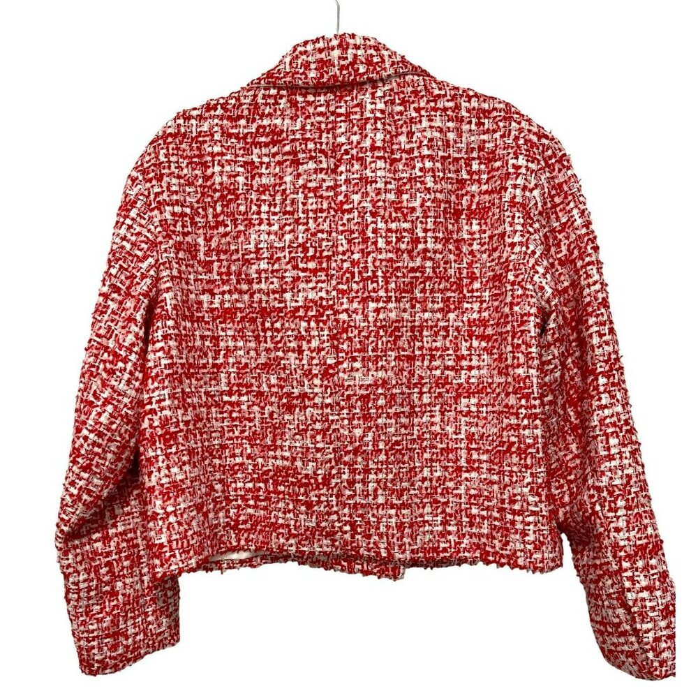 Sandro $580 Red Tweed Cropped Blazer Jacket Evening NWT Size 10 - Picture 6 of 9